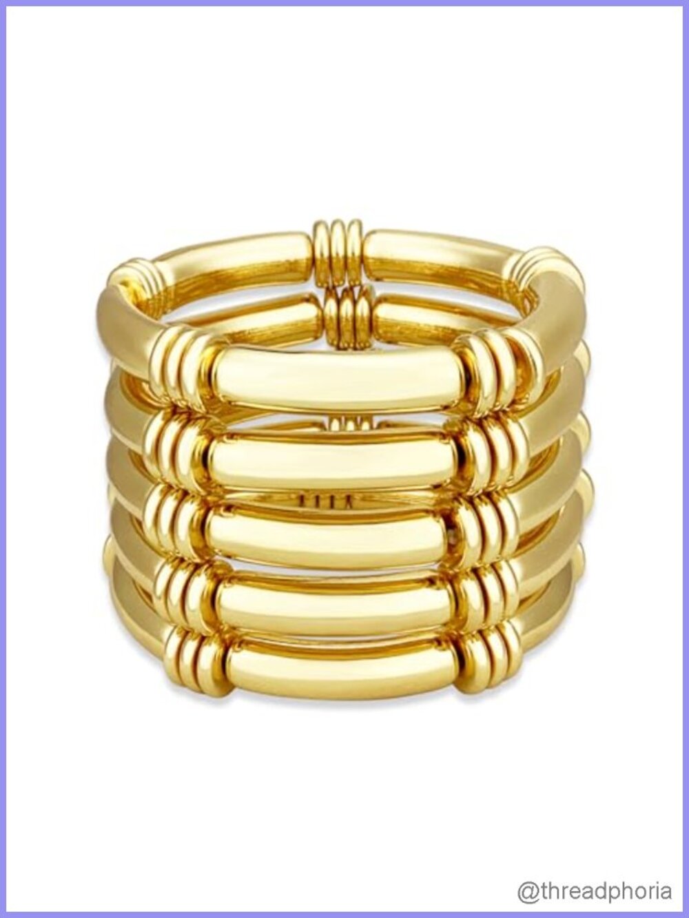 Gold Plated Chunky Bangle Bracelet Set of 5 for Women